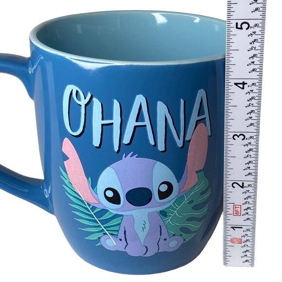 Disney Stitch Coffee Mug‎ 18oz Cup Ohana Blue Hawaii Hawaiian Palm Tropical Blue - Picture 7 of 9